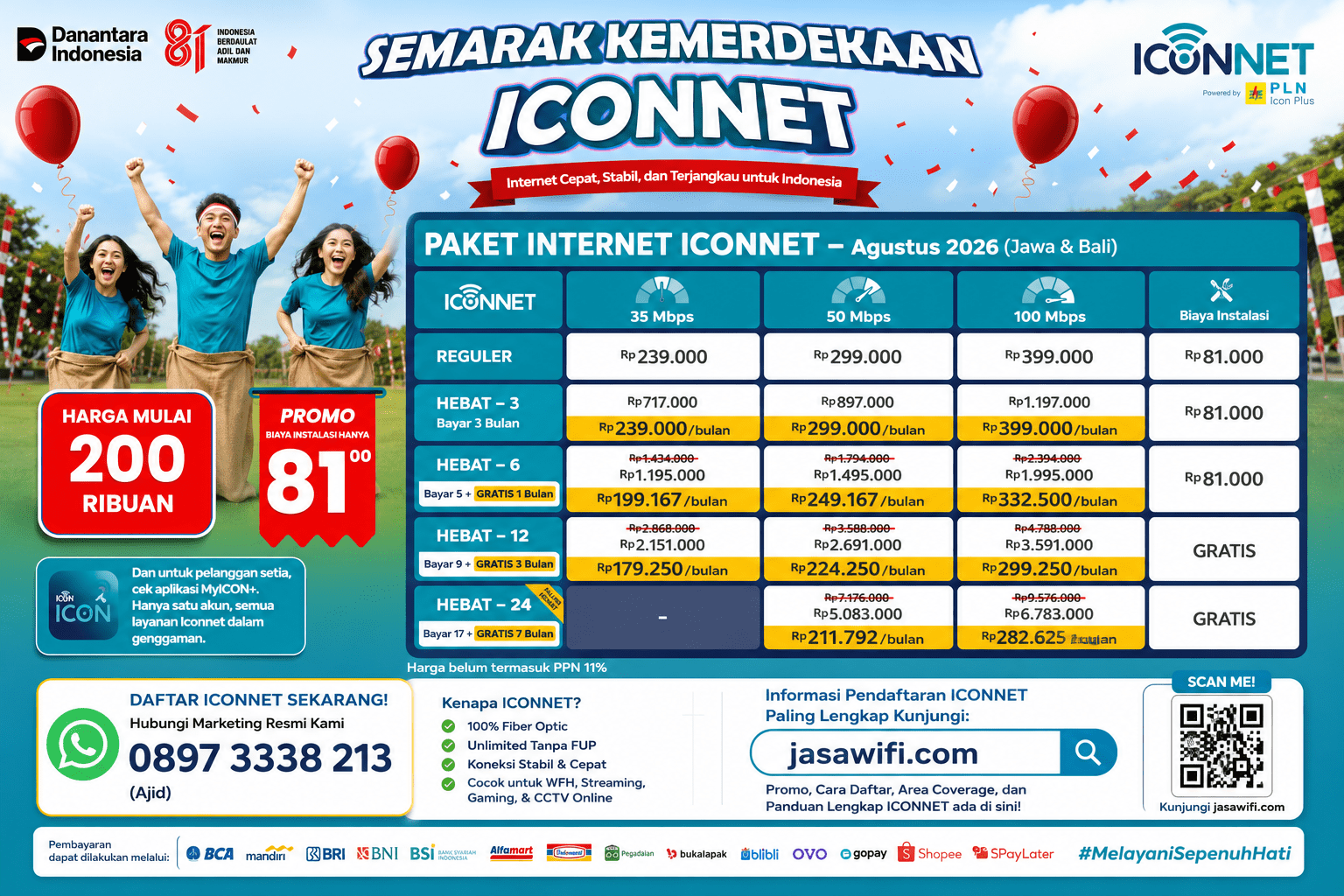 Pricelist Iconnet Agustus 2026 Jawa & Bali