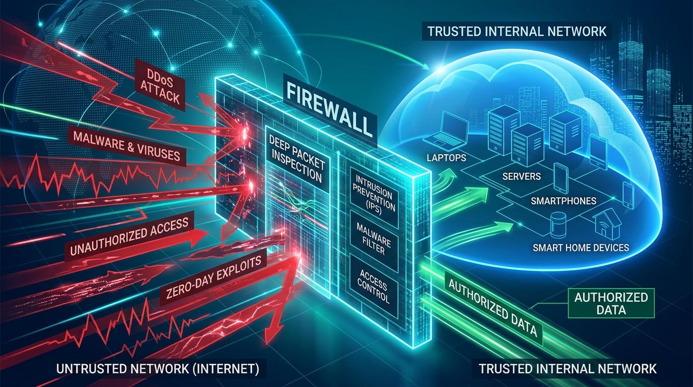 Dalam era konektivitas digital yang serba cepat, keamanan jaringan menjadi fondasi mutlak untuk melindungi data pribadi maupun aset perusahaan dari berbagai ancaman siber. Setiap kali perangkat Anda terhubung ke internet, lalu lintas data mengalir dua arah tanpa henti. Tanpa sistem proteksi yang memadai, jaringan lokal Anda sangat rentan terhadap serangan peretasan (hacking), penyebaran malware, dan serangan penolakan layanan (DDoS).Untuk memahami bagaimana sistem perlindungan ini bekerja secara mendalam, penting untuk mempelajari pengertian firewall dan jenis-jenisnya agar Anda dapat memilih solusi keamanan yang paling tepat sesuai dengan kebutuhan infrastruktur jaringan Anda.Apa Itu Firewall dan Bagaimana Perannya?Secara teknis, firewall adalah sistem keamanan jaringan yang dirancang untuk memantau, menyaring, dan mengontrol lalu lintas data yang masuk maupun keluar berdasarkan seperangkat aturan keamanan (security rules) yang telah ditentukan sebelumnya.Firewall bertindak layaknya gerbang pos pemeriksaan digital yang memisahkan antara jaringan internal tepercaya (trusted network) dengan jaringan luar yang tidak tepercaya (untrusted network, seperti internet publik). Jika sebuah paket data dinilai mencurigakan atau melanggar aturan yang ditetapkan, firewall akan memblokirnya seketika.Fungsi Utama Firewall dalam Sistem JaringanFirewall memegang sejumlah fungsi penting untuk menjaga integritas dan stabilitas jaringan komputer:Memblokir Serangan dan Akses Ilegal dari LuarFirewall mengidentifikasi dan menolak upaya intrusi, pemindaian port (port scanning), serangan brute force, hingga serangan siber skala besar seperti DDoS sebelum sempat menyusup ke perangkat.Mencegah Masuknya Virus dan MalwareDengan memeriksa berkas atau paket data yang diunduh pengguna, firewall dapat menyaring dan menghentikan lalu lintas berbahaya yang terindikasi membawa kode jahat (malicious code).Mengontrol dan Membatasi Akses PenggunaAdministrator jaringan dapat mengatur kebijakan akses secara presisi, misalnya membatasi akses ke server tertentu berdasarkan alamat IP, protokol, atau jenis perangkat yang digunakan.Monitoring dan Pencatatan Log Lalu Lintas JaringanSemua aktivitas transfer data, upaya akses ilegal, dan anomali jaringan dicatat ke dalam log. Data ini berguna untuk audit forensik siber dan evaluasi performa sistem.Mengoptimalkan Kinerja BandwidthDengan memblokir lalu lintas spam atau koneksi yang tidak produktif, lalu lintas data menjadi lebih efisien dan terarah, sehingga koneksi utama tetap stabil.Jenis-Jenis Firewall Berdasarkan Karakteristik dan Cara KerjanyaSetiap lingkungan jaringan memiliki arsitektur yang berbeda-beda, sehingga teknologi firewall pun berkembang ke dalam beberapa jenis:1. Packet Filtering FirewallMerupakan varian firewall paling mendasar dan umum digunakan. Firewall ini bekerja pada lapisan jaringan (Network Layer) dengan memeriksa header paket data, seperti:Alamat IP asal dan tujuan (Source & Destination IP).Nomor port yang digunakan.Jenis protokol (TCP, UDP, ICMP).Kelebihan: Ringan, cepat, dan tidak membebani performa perangkat keras.Kelemahan: Tidak mampu menganalisis isi (payload) data, sehingga serangan siber berbasis aplikasi yang tersembunyi di port legal tetap berisiko lolos.2. Circuit-Level GatewayFirewall jenis ini bekerja pada Session Layer (lapisan sesi) model OSI. Tugas utamanya adalah memvalidasi sah atau tidaknya proses handshake (komunikasi awal) protokol TCP sebelum koneksi diizinkan. Firewall ini tidak memeriksa isi data di dalam paket, melainkan memastikan bahwa koneksi yang terbentuk berasal dari sesi yang valid.3. Application-Level Gateway (Proxy Firewall)Proxy firewall beroperasi pada tingkat lapisan aplikasi (Application Layer) dan berfungsi sebagai perantara tunggal antara jaringan internal dan dunia luar.Klien internal tidak pernah terhubung langsung ke internet; permintaan dikirimkan ke server proxy terlebih dahulu.Proxy memeriksa isi paket secara mendalam (deep packet inspection) sebelum meneruskannya ke server tujuan.Kelebihan: Menghasilkan tingkat keamanan yang sangat tinggi dan menyamarkan identitas jaringan internal.Kelemahan: Membutuhkan sumber daya komputasi lebih besar dan dapat menimbulkan latensi jika kapasitas server perantara terbatas.4. Stateful Multilayer Inspection (SMLI) FirewallSMLI menggabungkan keunggulan penyaringan paket dengan pelacakan status sesi aktif. Firewall ini mengevaluasi paket data pada beberapa lapisan OSI sekaligus (umumnya Layer 3, 4, dan 7). Paket data hanya diizinkan melintas jika terbukti menjadi bagian dari sesi koneksi yang legal dan sudah disetujui sebelumnya.5. Next-Generation Firewall (NGFW)Generasi firewall tercanggih saat ini yang mengintegrasikan kapabilitas firewall tradisional dengan fitur keamanan mutakhir, seperti:Deep Packet Inspection (DPI): Menganalisis konten data hingga ke isi pesan/berkas.Intrusion Prevention System (IPS): Mendeteksi dan menghentikan eksploitasi celah keamanan secara real-time.Pencegahan Serangan Zero-Day & Analisis Berbasis AI: Mengantisipasi varian ancaman baru yang belum terdaftar di basis data ancaman konvensional.Pengawasan Berbasis Aplikasi: Mengontrol akses langsung ke tingkat aplikasi tertentu (misalnya membatasi penggunaan media sosial pada jam kerja).Perbedaan Firewall Perangkat Keras (Hardware) vs Perangkat Lunak (Software)Selain dari cara kerjanya, firewall juga dikelompokkan berdasarkan bentuk penerapannya:ParameterFirewall HardwareFirewall SoftwareBentukPerangkat fisik mandiri (biasanya terpasang di antara modem dan switch/router).Aplikasi program yang diinstal pada sistem operasi (Windows Defender, iptables, ufw).Cakupan ProteksiMelindungi seluruh perangkat yang terhubung dalam jaringan lokal sekaligus.Fokus melindungi satu perangkat tempat software tersebut berjalan.Beban KomputasiMemiliki prosesor dan memori sendiri, tidak membebani komputer kerja.Berbagi sumber daya CPU dan RAM dengan sistem operasi host.Implementasi IdealKantor, pusat data (data center), serta jaringan bisnis menengah hingga besar.Komputer personal, laptop individu, atau server tunggal.Tips Praktis Mengoptimalkan Konfigurasi FirewallAgar firewall bekerja efektif tanpa mengganggu rutinitas kerja sehari-hari:Terapkan Prinsip Default Deny: Konfigurasikan aturan agar firewall secara bawaan menolak semua koneksi luar yang tidak diminta, dan hanya membuka port yang benar-benar esensial.Tutup Port yang Tidak Digunakan: Port umum yang rawan diserang seperti port Telnet (23) atau SMB (445) sebaiknya ditutup jika tidak digunakan di jaringan lokal.Perbarui Definisi Ancaman Secara Rutin: Pastikan sistem database signature firewall selalu diperbarui agar mampu mendeteksi pola serangan siber terbaru.Gunakan Proteksi Berlapis (Defense-in-Depth): Kombinasikan firewall perangkat keras di router utama dengan firewall bawaan di masing-masing sistem operasi perangkat untuk proteksi ganda yang kokoh.KesimpulanFirewall merupakan komponen integral yang tidak dapat dipisahkan dari arsitektur keamanan digital modern. Baik untuk penggunaan rumah tangga maupun korporasi, memadukan firewall yang tepat dengan konfigurasi yang disiplin adalah langkah terpenting untuk memastikan data berharga Anda tetap aman dari ancaman siber yang terus berkembang.